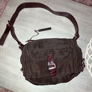 Francesco Biasia Brown Nylon Bag with Leather Strap